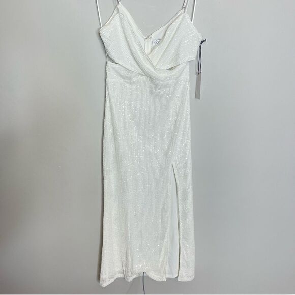 Taylor SAYLOR HARMONIE WHITE SEQUINS CIT OUT DRESS XS - Picture 4 of 8